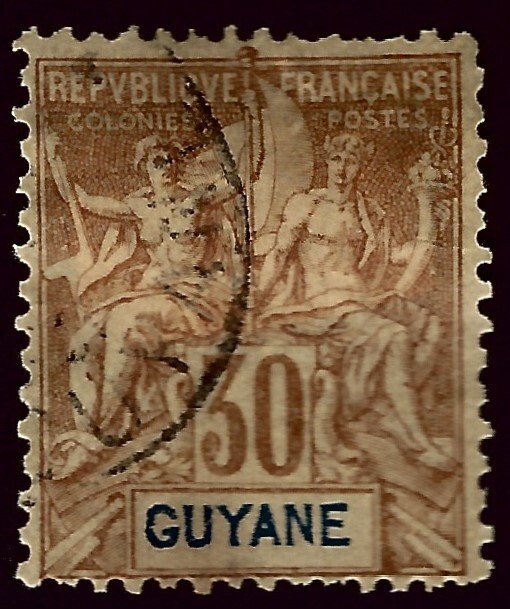 French Guiana SC#44 Used F-VF hr SCV$20.00...Worth a Close look!!