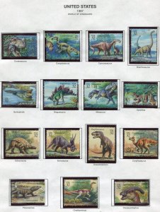 3136  World of Dinosaurs All 15 Single 32¢ Stamps MNH