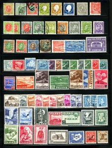 Iceland #71/#026 1907-1956 Assorted Kings, Codfish & Herring, Semi-Postal MH & U