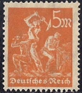 Germany #221  5M Miners, Orange, unused ng F-VF