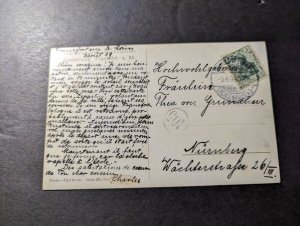 1909 Germany Zeppelin Postcard Cover Sachsenhausen to Nuremburg
