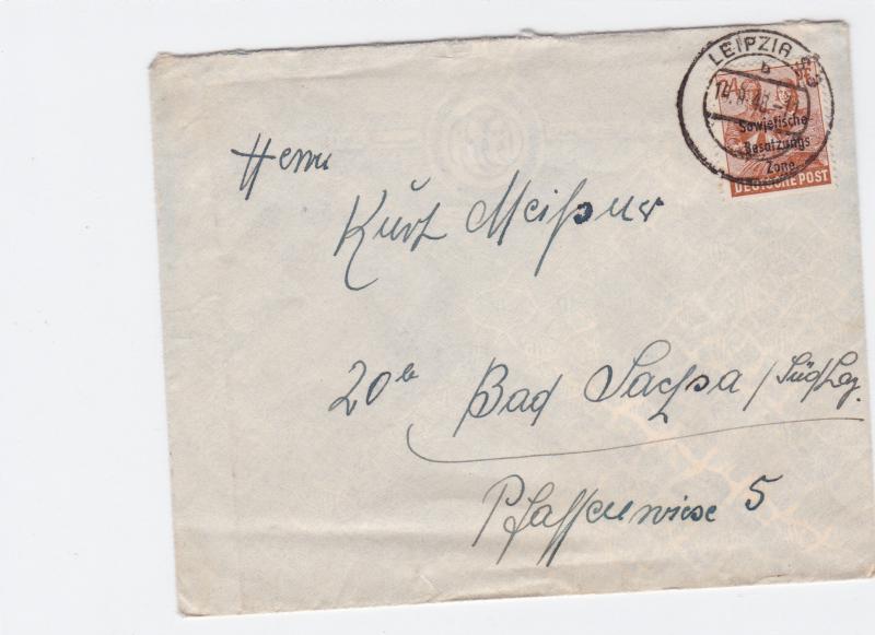 Germany Soviet Zone 1948 Leipzig to Bad Sachsa stamps cover  R20742