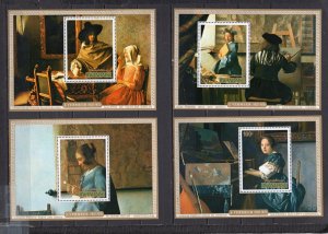 RWANDA 1975 PAINTINGS BY JAN VERMEER SET OF 4 S/S MNH