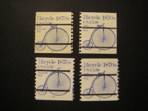 Used PNC singles, Scott 1901a, 5.9c Bicycle, #3 - 6, Nice USED Complete PNC set