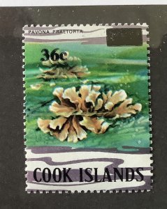 Cook Islands 1983 Scott 738b used - 36c on 35c, Coral, Pavona Practorta