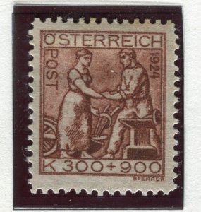 AUSTRIA; 1924 early Charity issue fine Mint hinged 300k. value