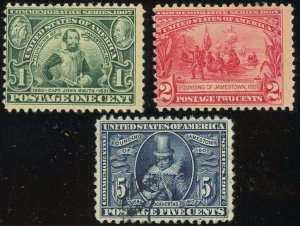 USA #328-330 Jamestown Exposition Postage Stamps 1907 Mint LH NH Used