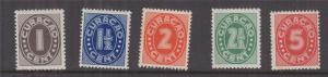 CURACAO, 1942 Figures, Batavia printing, set of 5, lhm.