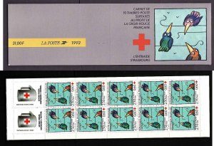 France-Sc#B648a-unused NH-complete booklet-Red Cross-Birds-Strasbourg-1992-