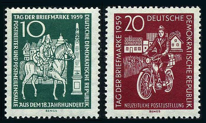 Germany DDR/GDR 469-470, MNH. Post rider & mile stone, Motorized mailman, 1959