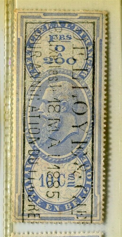 BELGIUM; Early 1880s Leopold used classic Revenue issue used value, 10c