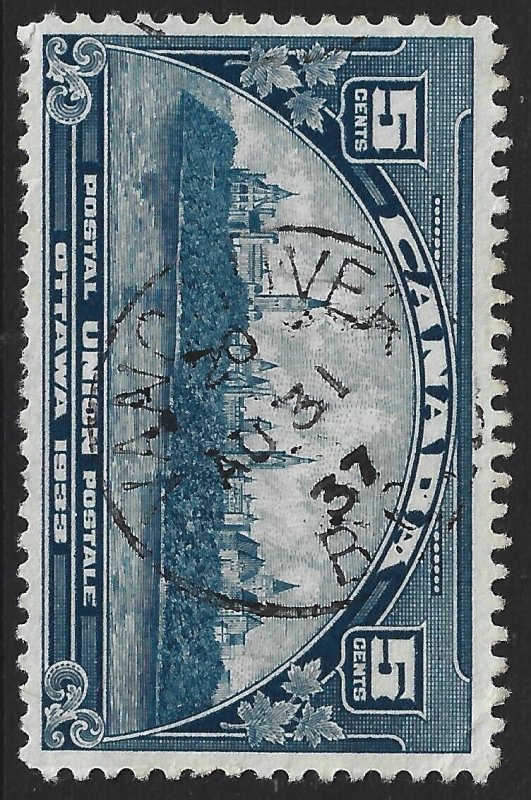 CANADA - #202 - 5c UPU MEETING, PARLIAMENT BUILDINGS USED STAMP VANCOUVER CANCEL