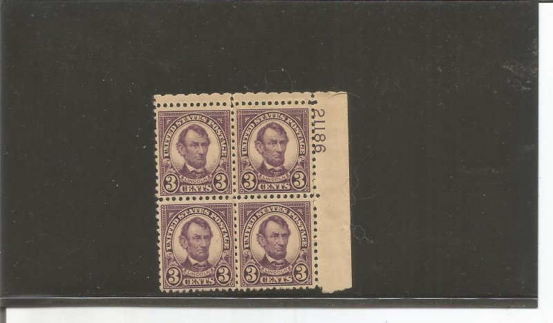 US SCOTT# 635, PLATE BLOCK OF 4, MNH, OG