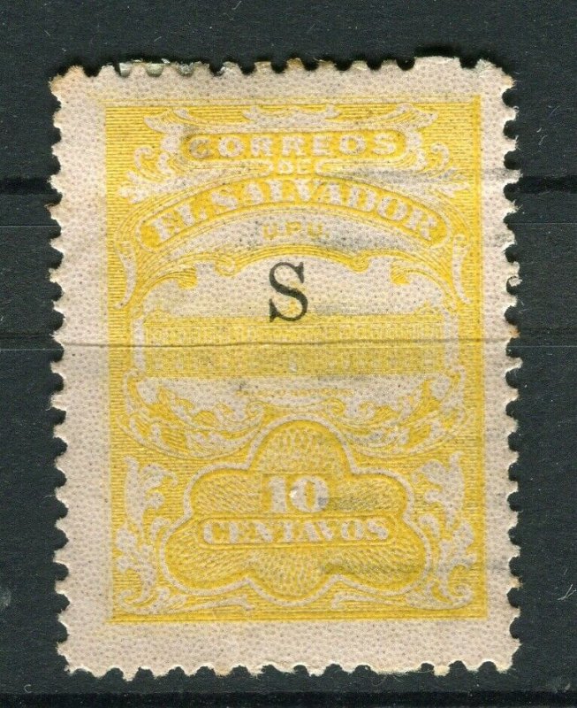 SALVADOR; 1915-16 Unissued Remainders ' S ' Optd fine Mint hinged 10c. value