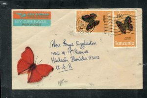 TANZANIA COVER (PP2008B)  BUTTERFLY 1/50X21 A/M COVR TO USA 