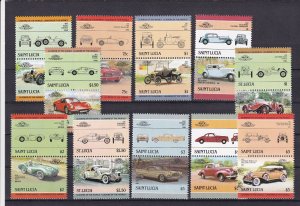 SA19i Saint Lucia 1980's History of Cars mint pairs
