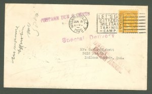 US 591 1925 10c Monroe, orange perf 10: FDC Special Delivery w Wash. CDS, Washington, D.C. June 8, 1925, 2nd CDS on rev: Ea