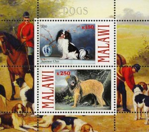 Malawi Dog Pet Domestic Animal Japanese Chin Souvenir Sheet of 2 Stamps Mint NH