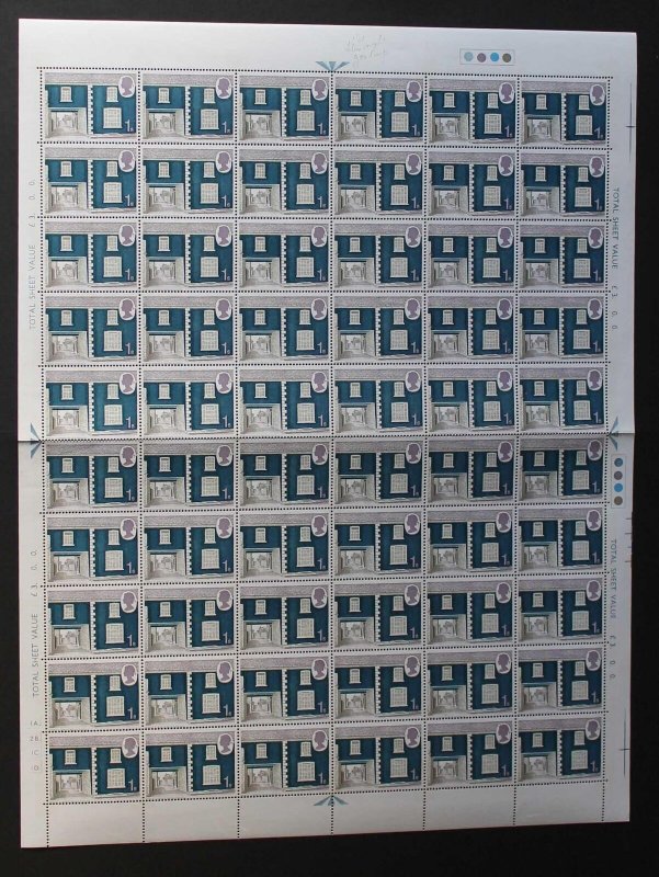 SG817 1970 1/- British Rural Architecture 2 Bands Complete Sheet U/M 