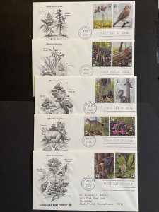 2002 US FDC Longleaf Pine Forest Sc# 3611a-j Complete Set of 5 PCS Cachets, Addr