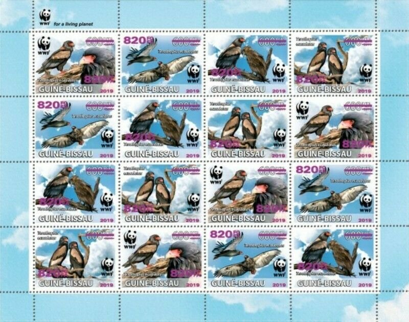 Guinea-Bissau - 2019 Bateleur WWF Overprint - 16 Stamp Sheet - GB190810e1