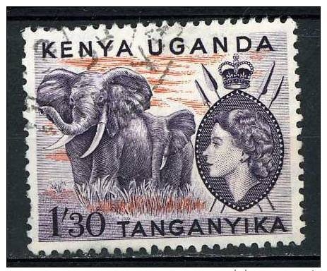 Kenya Uganda Tanganyika 1954  Scott 113 used, - 1.30sh,  Elephants  & QE II