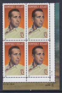 3152 Humphrey Bogart Plate Block MNH