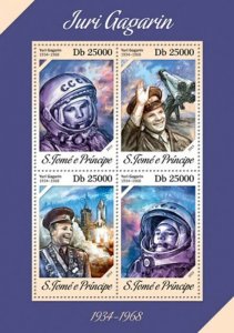 St Thomas - 2013 Yuri Gagarin Russian Cosmonaut 4 Stamp Sheet ST13613a