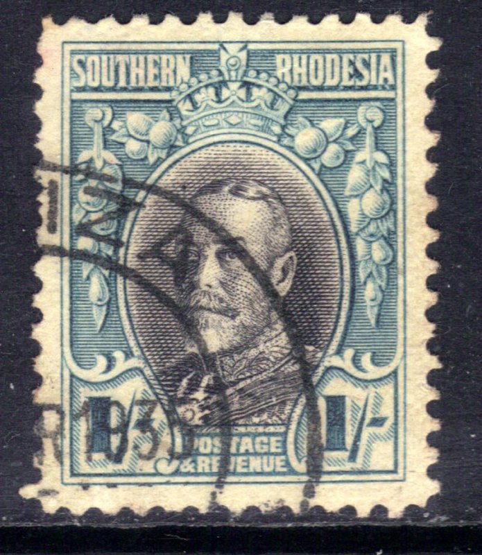 Southern Rhodesia 1931 - 37  KGV 1/-d Black & Blue used SG 23 Perfs 12 ( D1425 )