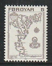 1975 Faroe Islands - Sc 7 - 1 single - MNH VF - Map of Islands