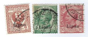 Italy Lipso SC#1-3 Used Fine SCV$22.50...Worth a Close Look!