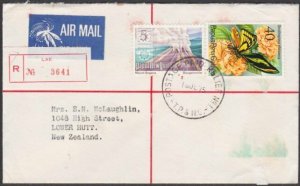 PAPUA NEW GUINEA 1975 Registered cover POSTAGE PAID RELIEF No.1 used at LAE.U916
