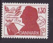 Denmark-Sc#659- id9-unused NH set-Poet-1979-