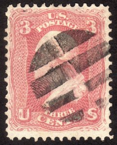 1861, US 3c, Washington, Used, Sc 64b