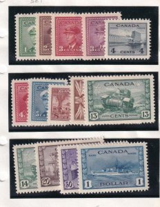 CANADA # 249-262 VF-MLH/MH KGV1 WAR ISSUES NO WAR SO TRUMP NO WAR