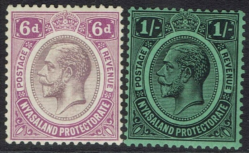 NYASALAND 1921 KGV 6D AND 1/- WMK MULTI SCRIPT CA