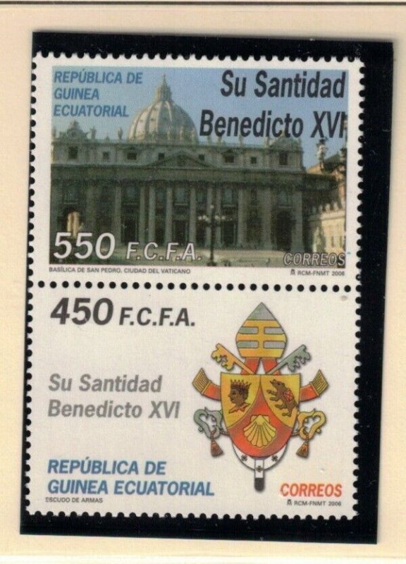 EQ. GUINEA Sc 275-76 NH PAIR+SOUVENIR SHEET OF 2006 - POPE BENEDICT - (WG06)