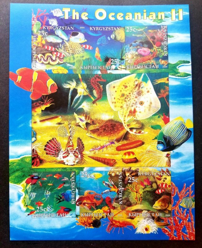 Kyrgyzstan Ocean II 2004 Marine Life Fish Coral Seashell (sheetlet) MNH *imperf