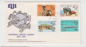 FIJI 1974 UPU CENTENARY SET ON FIRST DAY COVER, ILLUSTRATED (SEE BELOW)