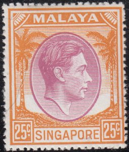 Singapore 1948-52 MH Sc #14a 25c George VI Perf 18