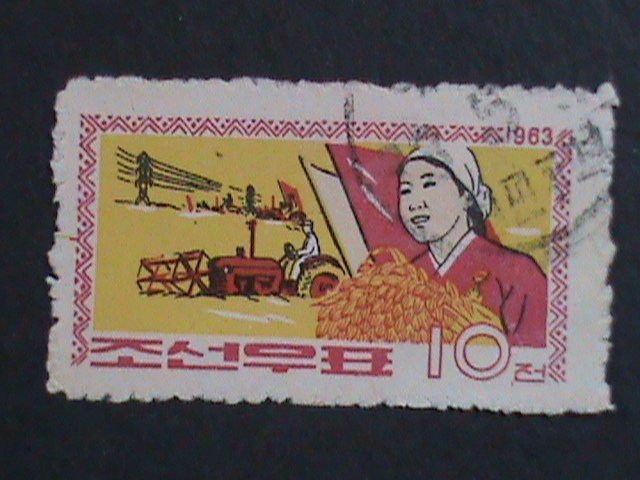 ​KOREA-1963 SC# 443  GRAIN AND FERMER- USED VERY OLD STAMP VERY FINE