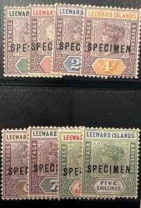 Leeward Islands 1890 SC 1-8 Mint Set Specimen Ovpt