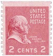 US #841 stamp 1939 J Adams 2c dark rose Used Postmarked stamps.