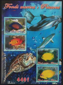 Fr. Polynesia Shark Turtle Dolphin Fish MS 2005 MNH SG#1003 MI#Block 31