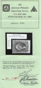 13 VF used w/ 4 margins APS cert neat cancel with nice color ! see pic !