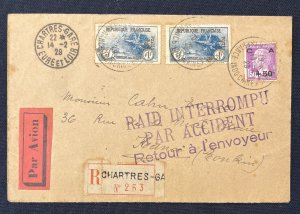 France Good Rare 1929 Aeroplane Crash Accient Cover Used MK8434