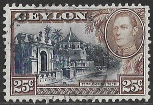 Ceylon # 284 King George VI 25c. Temple  (1)  VF Used