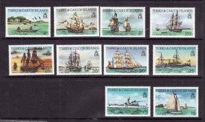 Turks & Caicos-Sc#578a//598a-unused NH 2/3 of set-Ships-perf 14-1983-4-