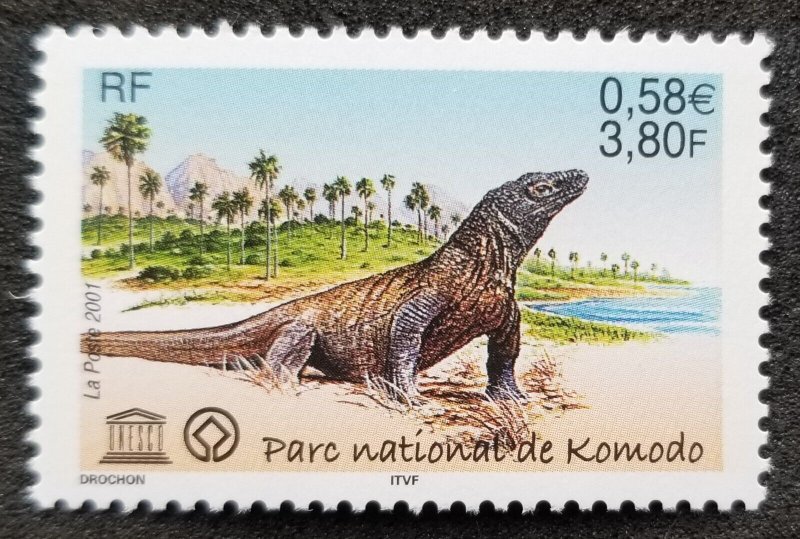 *FREE SHIP France UNESCO Komodo Dragon 2001 Reptiles Lizard Wildlife (stamp) MNH