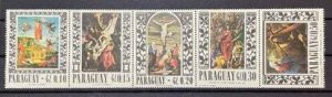 (1633L) PARAGUAY 1967 : Sc# 1004 LIFE OF CHRIST BY RUBENS - MNH VF STRIP OF 5
